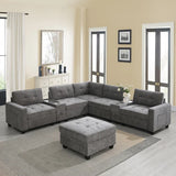 L-shaped/ U-shaped Tufted Sofa with Storage Consoles, Couch Set for Living Room