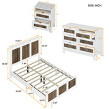 Bedroom Sets, Queen Size Farmhouse Platform Bed with Wooden Strip Stickers Decoration
