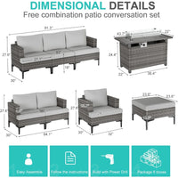 10 Piece Luxury Patio Furniture Set with 44" Fire Pit Table All Weather Outdoor Sectional with Thick Cushions