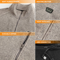 Women's Heated Fleece Jacket Full Zip with Battery Pack Heating Zones Winter