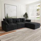 Living Room Modern Cloud Couch Down Filled L-Shaped 3Seater Couch with Ottoman