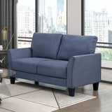 sofa set, blue soft cushion sofa, couple's chair, plush seat, solid wood living room furniture