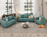 Faux Leather Fabric Modular Sectional Sofa Set with Storage, Armchair Loveseat
