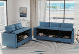 Sectional Sofa Set Convertible Loveseat and Chaise Couch Sleeper with Storage Seats for Living Room