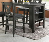 Modern Dark Brown Finish 5pc Counter Height High Dining Table w Storage Shelves 4x High Chairs Wooden