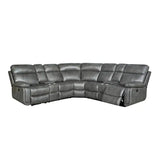 Faux Leather Curved Sectional Loveseat with Power Recliners and Storage Consoles