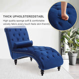 Button-Tufted Upholstered Chaise Lounge Chair with Pillow for Bedroom Living Room