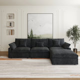 Living Room Modern Cloud Couch Down Filled L-Shaped 3Seater Couch with Ottoman