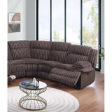 Chocolate Faux Fur U-Shaped Sectional Sofa with Console Cup Holder & Storage Drawer, Motion Reclining