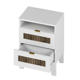 Bedroom Set, 4-Piece Collection, Platform Bed with Wooden Strip Decor, Storage Nightstand & Dresser