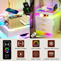 Bedroom Furniture Glass With Touch Screen Bedside Table RGB LED Bedside Table