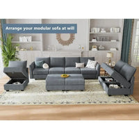 Couch Living Room Sofa with Storage Seat Reversible, Oversized Sleeper Sectional Sofas Set, Modular Sectional Sleeper