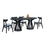 modern dining table, 1 oval table+6 wooden tables and chairs, black dining room furniture