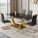 Glass Dining Table Set for 4,Modern Dining Room Table Set for 4, Kitchen Table