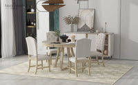 Dining Set, Round Table with a 16"W Leaf and 4 Upholstered Chairs for Dining Room and Living Room