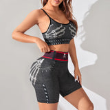 Holiday Clothing Halloween Costumes Women's Workout Sets 2 Piece Yoga Outfit High Waisted Biker Shorts Leggings Sports