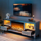 TV Stand for 23-65+ Inch TVs, Silver Glitter TV Stand with LED Light, Modern