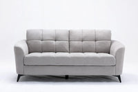 Gray Velvet Fabric Sofa Loveseat Living Room Set