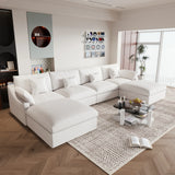 Modular Sectional Sofa for Living Room 160" Cloud Couch Down Filled U Shaped Couch with Ottoman Modern