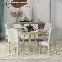 Dining Set, Round Table with a 16"W Leaf and 4 Upholstered Chairs for Dining Room and Living Room
