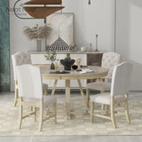 Dining Set, Round Table with a 16"W Leaf and 4 Upholstered Chairs for Dining Room and Living Room