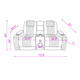 Power Reclining Sofa and Loveseat Set with Power Headrest, LED Lighting