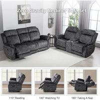 Power Reclining Living Room Set with Adjustable Headrest, Power Reclining Sofa and Loveseat Set with USB