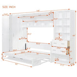 Full Size Murphy Bed Wall Bed with Closet , Drawers