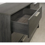King Size Wood Bedroom Set, Antique Grey Finish Bed, Dresser, Mirror, Night