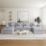 Modular Sectional Sofa for Living Room 160" Cloud Couch Down Filled U Shaped Couch with Ottoman Modern