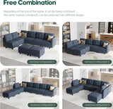 Modular Sectional Sofa w/ Reversible Chaise, L Shaped Sofa with Ottoman, 4 Seater Sectional Corner Couch