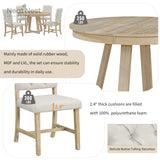 Dining Set, Round Table with a 16"W Leaf and 4 Upholstered Chairs for Dining Room and Living Room