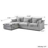 Living Room Modern Cloud Couch Down Filled L-Shaped 3Seater Couch with Ottoman