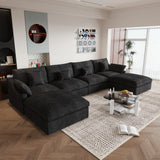 Modular Sectional Sofa for Living Room 160" Cloud Couch Down Filled U Shaped Couch with Ottoman Modern