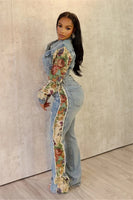 winter fashion print color matching denim jeans