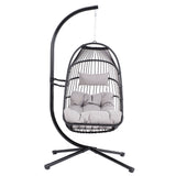 Patio Foldable Swing Chair Porch PE Wicker Egg Hanging Chair Hammock Outdoor Balcony Indoor Bedroom