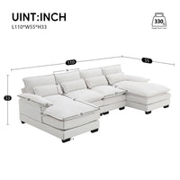 Modern U-shaped Sectional Sofa with Waist Pillows,6-seat Upholstered Symmetrical Sofa Furniture,Sleeper Sofa Couch