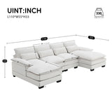 Modern U-shaped Sectional Sofa with Waist Pillows,6-seat Upholstered Symmetrical Sofa Furniture,Sleeper Sofa Couch