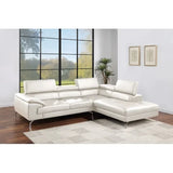 White Color Sectional Couch 2pc Set Living Room Furniture Faux Leather Right Facing Chaise