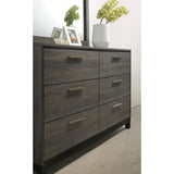 King Size Wood Bedroom Set, Antique Grey Finish Bed, Dresser, Mirror, Night