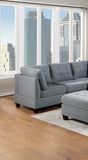 Living Room Sofa Corner Unit Tufted Nailhead Sofa Gray Linen 3x Corner Wedge 2x Armless