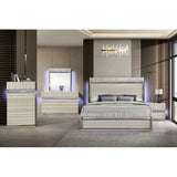 Leonor Gray Modern 5-Piece Bedroom Set with Wood Finish and LED Lighting