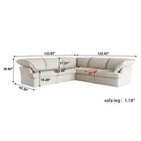 L Shape Corner Sectional Couch  Breathable Linen Cloud Couches  Sectional Sofas for Living Room