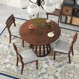 1 Classic Dining Table & 4x Side Chairs,Round Table, Chair