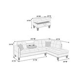 Segmented sofa set, footstool with storage, plush cushion sofa, gray linen sofa