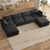 Sectional Sofa with 2 Storage Ottomans 160.6" Down Filled Comfort U Shaped Sofa