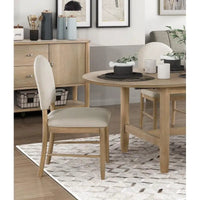 Elegant Luxury 5-Piece Dining Set with Natural Finish Oval Table and 4 Beige Upholstered Side Chairs