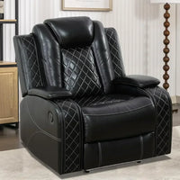 Power Recliner Sofa Sectional Couches with LED Light for Living Room,Leather Reclining