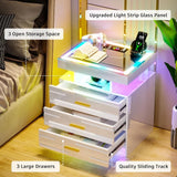 Bedroom Furniture Glass With Touch Screen Bedside Table RGB LED Bedside Table