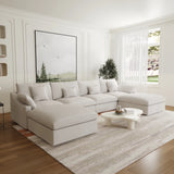 Modular Sectional Sofa for Living Room 160" Cloud Couch Down Filled U Shaped Couch with Ottoman Modern
